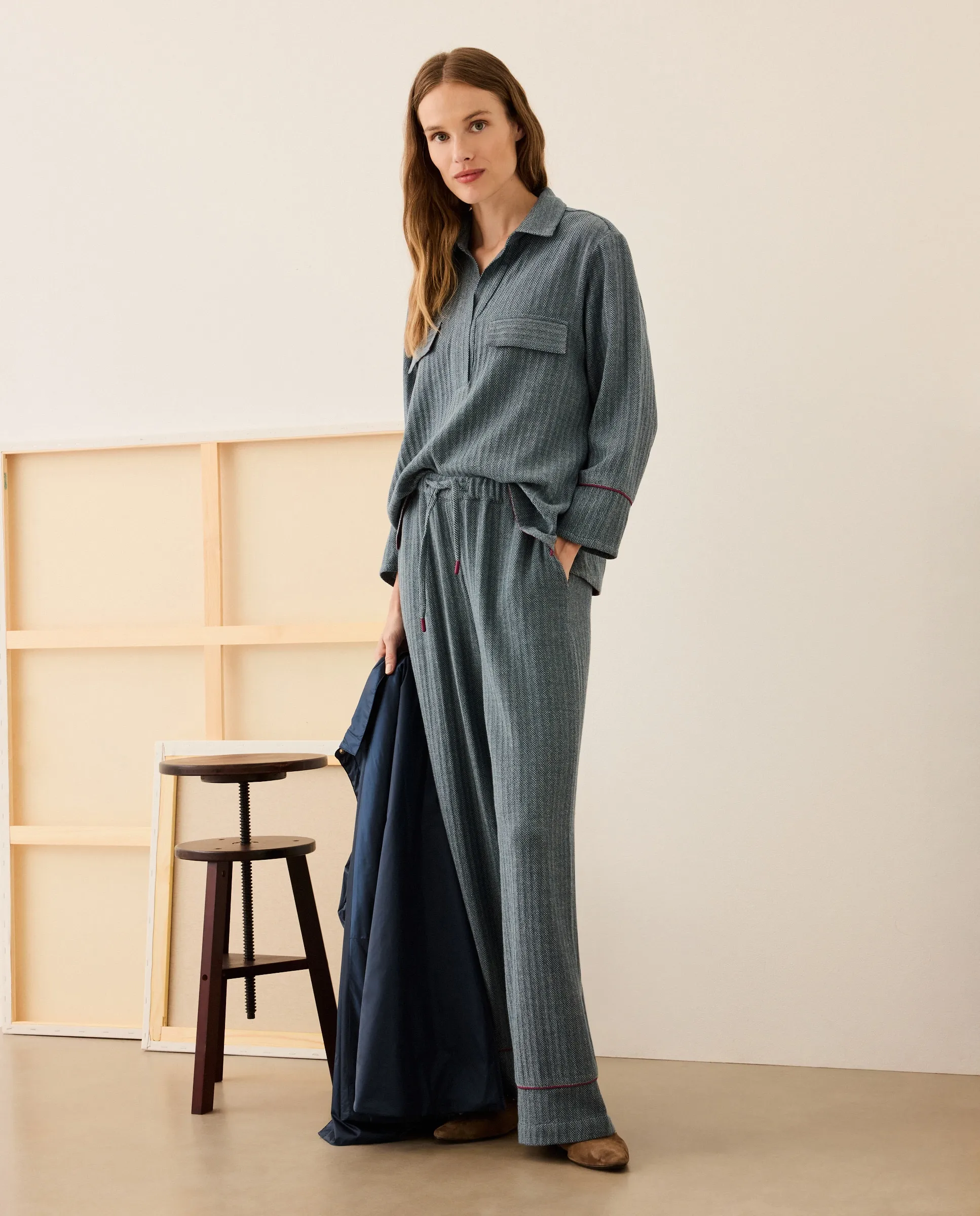 

Длинные брюки в елочку Stella Rittwagen, синий