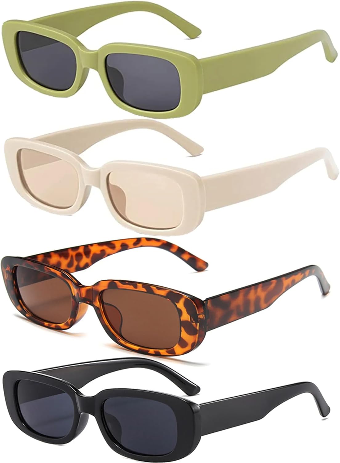 

4 шт./комплект солнцезащитных очков в оправе для женщин и мужчин, модные солнцезащитные очки в винтажном стиле для активного отдыха, защита от УФ-излучения UV400 SZVVBKK, 4 Beige