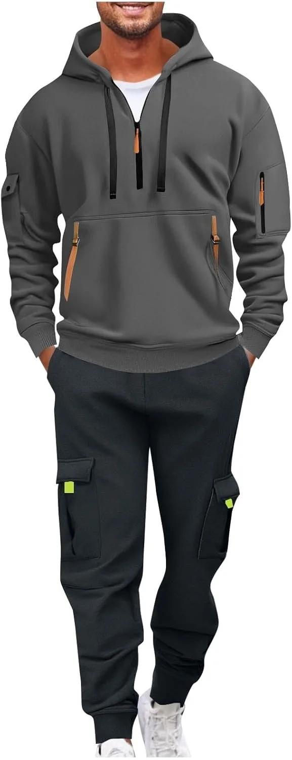 

Мужской однотонный комплект с капюшоном из вельвета Dademeo