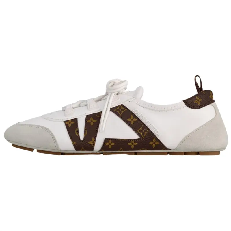 LOUIS VUITTON Кроссовки Sneakerina German Army, низкие, повседневные, женские, белые, серые, коричневые