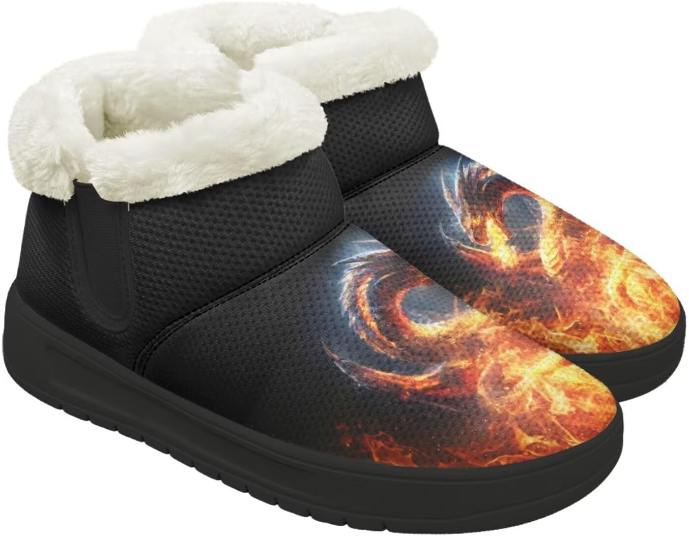 

Мужские зимние ботинки Qoiuvncy, повседневные сапоги для снега, для мужчин, уютные с меховой подкладкой, теплые, с низким верхом, Flame Dragon