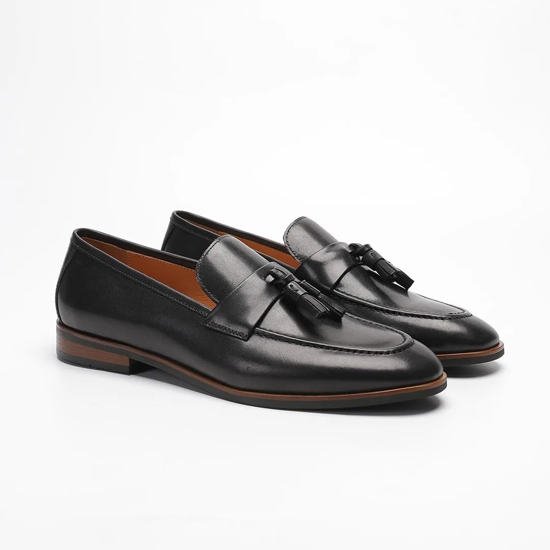 Лоферы мужские, кожа телячья, Loafers for Men, Black FIAVOM — фото 2