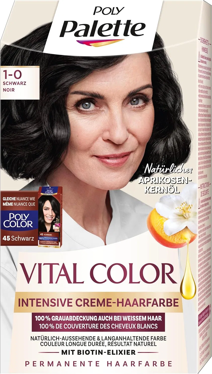 Интенсивная крем-краска для волос Poly Palette Vital Color, оттенок 1-0 Черный, 115 мл Palette — фото 2