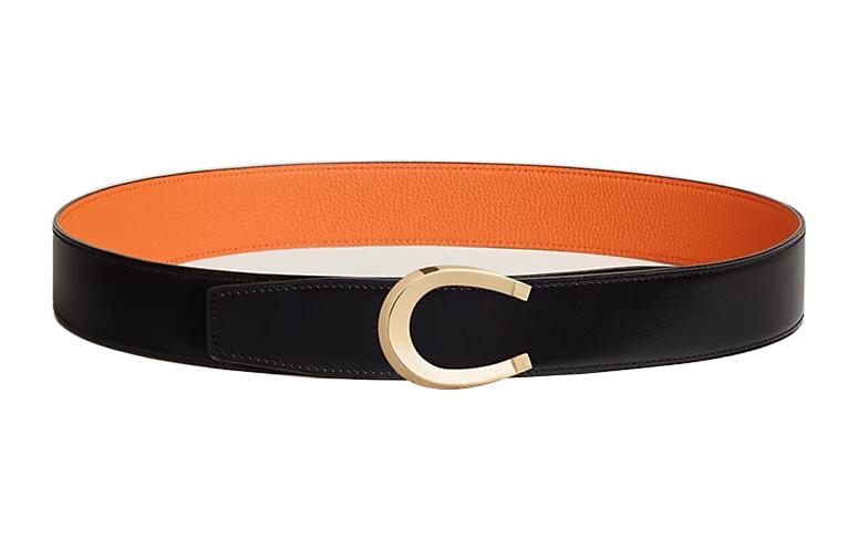 

Ремень мужской из телячьей кожи Luck Togo черный ширина 3,8 см HERMES