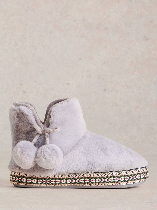 Тапочки-пинетки из искусственного меха White Stuff, цвет Lavander Grey