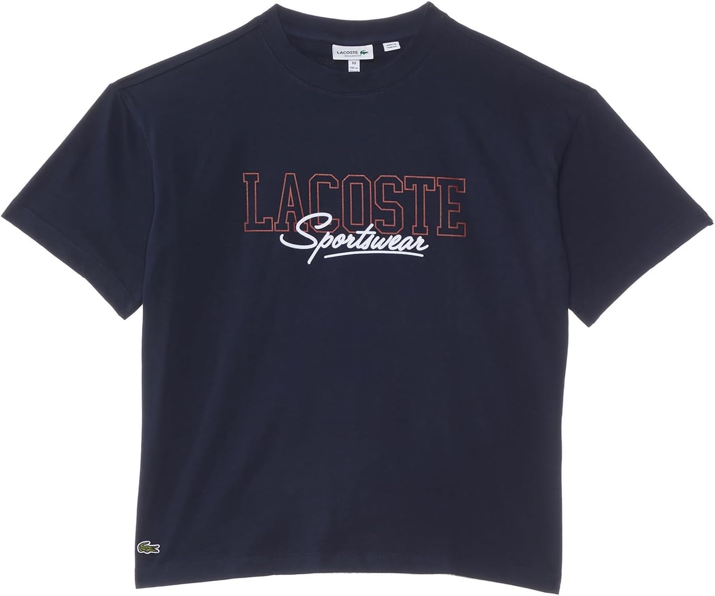 

Футболка Lacoste унисекс для взрослых с коротким рукавом, круглым вырезом и большим графическим принтом., Navy Blue