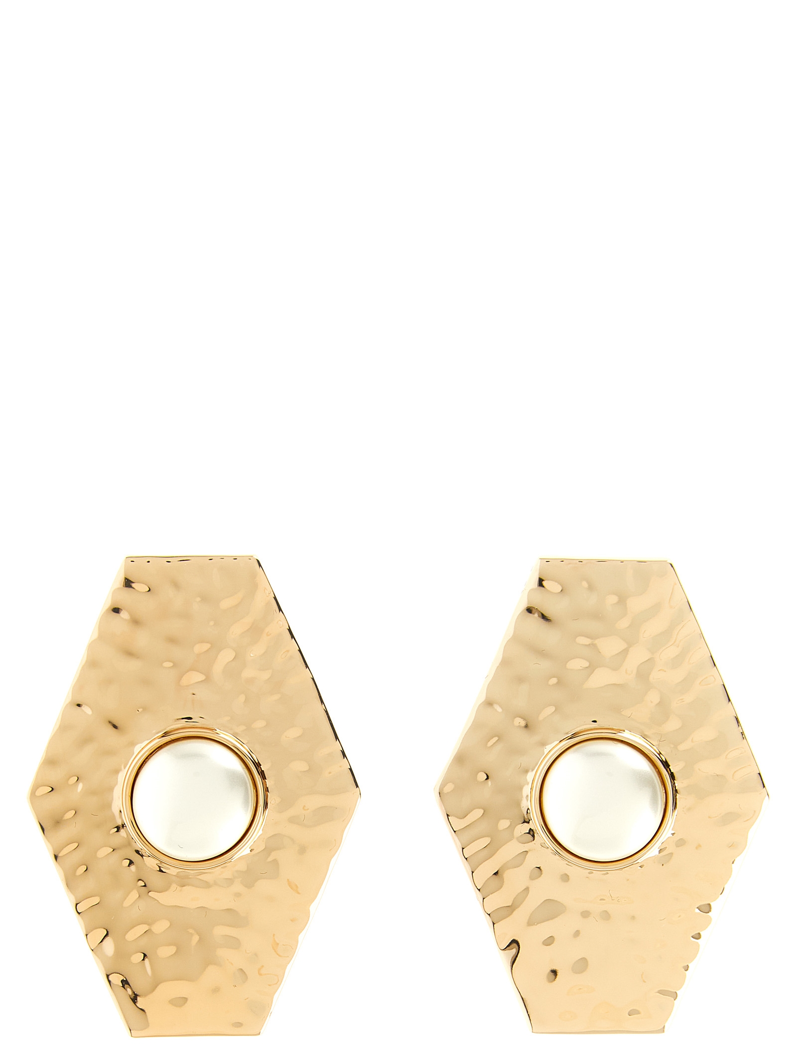 

Серьги «Крупные молотковые золотые с жемчугом» SELF PORTRAIT, золото