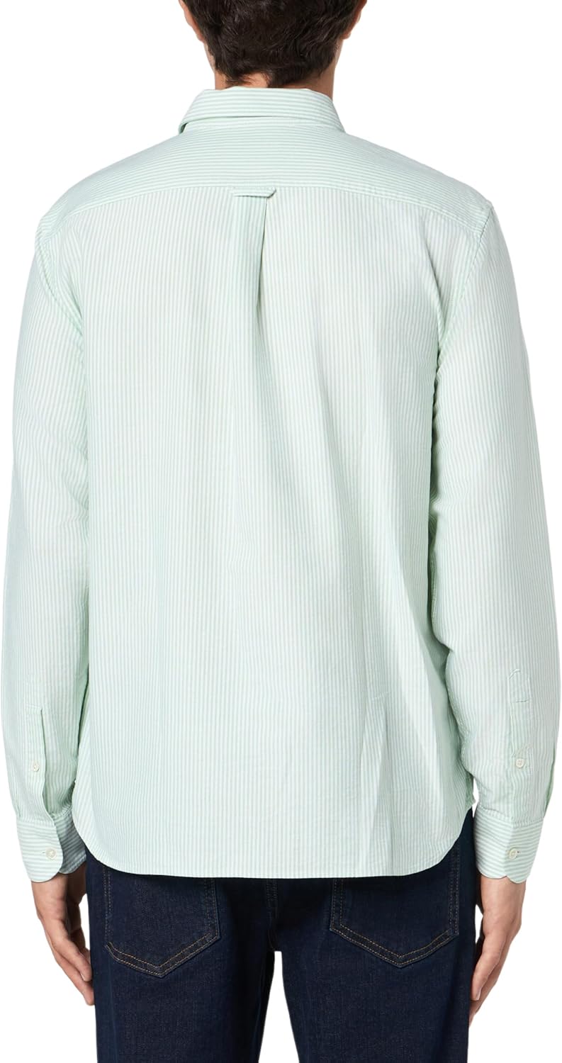 Рубашка мужская Lacoste с длинным рукавом в полоску, белый/лимонный Pocket — фото 2