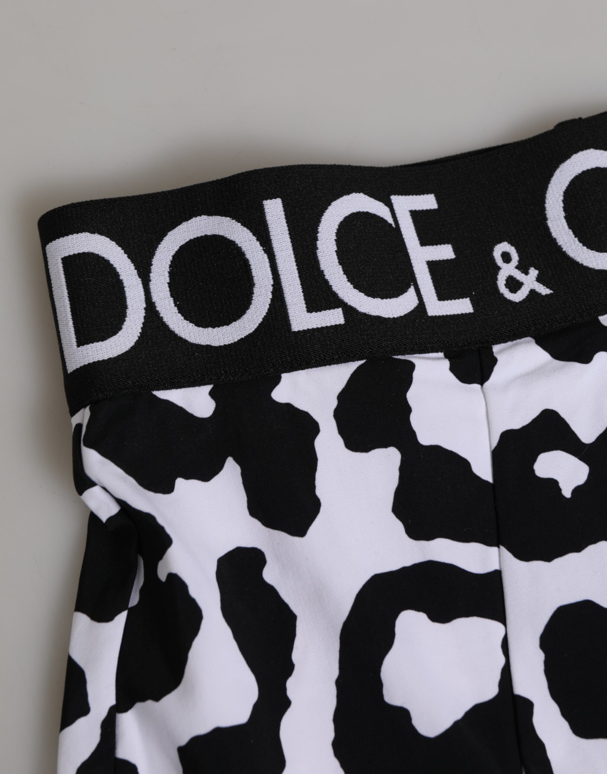 Нижнее белье с высокой талией из белого леопардового нейлона Dolce & Gabbana, черно-белый — фото 2