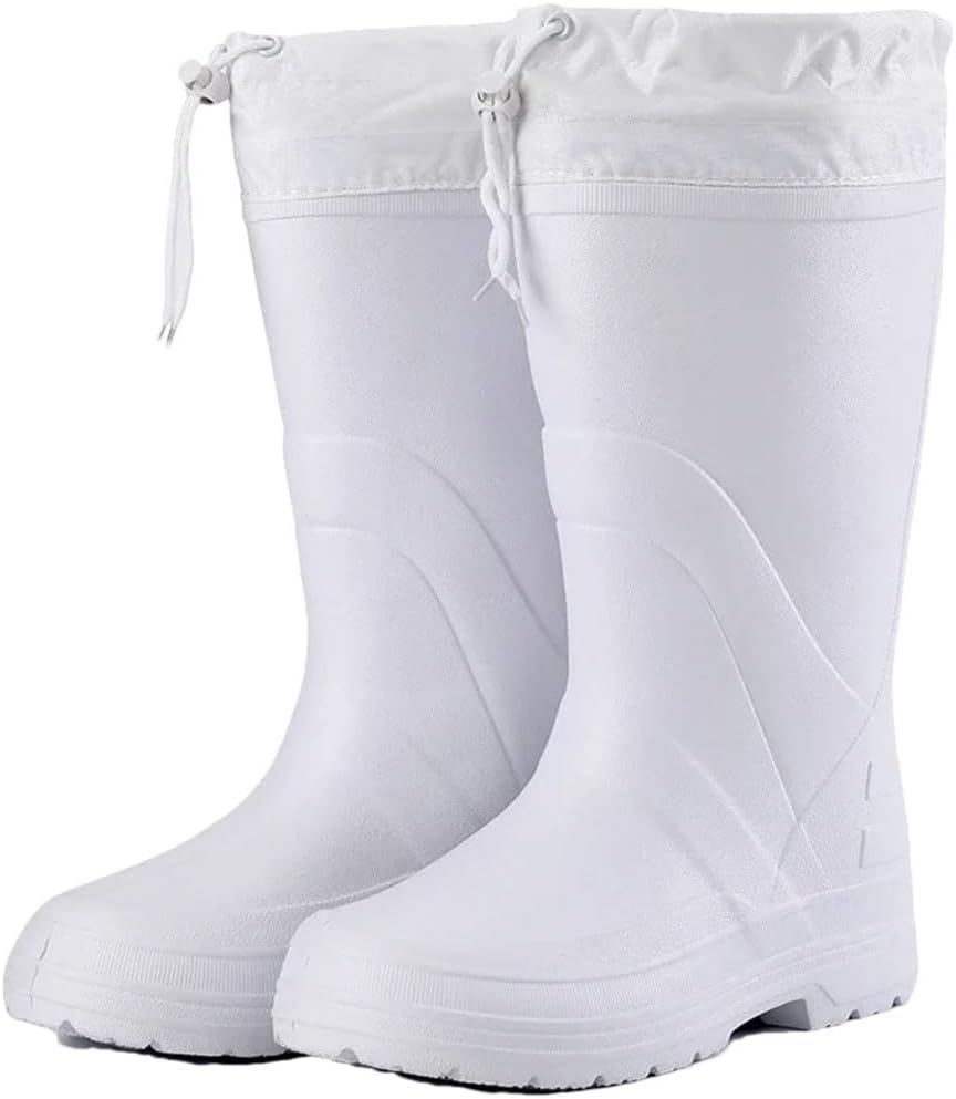

Мужские резиновые сапоги противоскользящие зимние теплые водонепроницаемые ботинки на платформе для снега, уличная рыбалка, дождевые ботинки Generic, белый