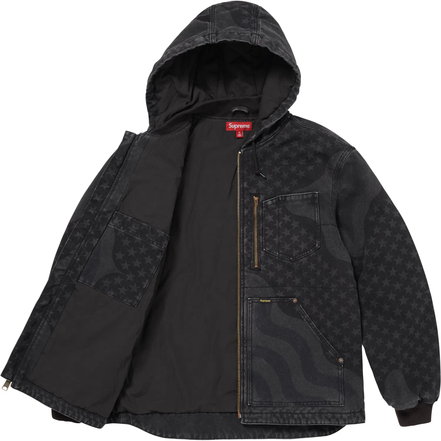 Куртка рабочая стеганая с капюшоном Flag, SS26 WEEK5, унисекс Supreme, Black — фото 4