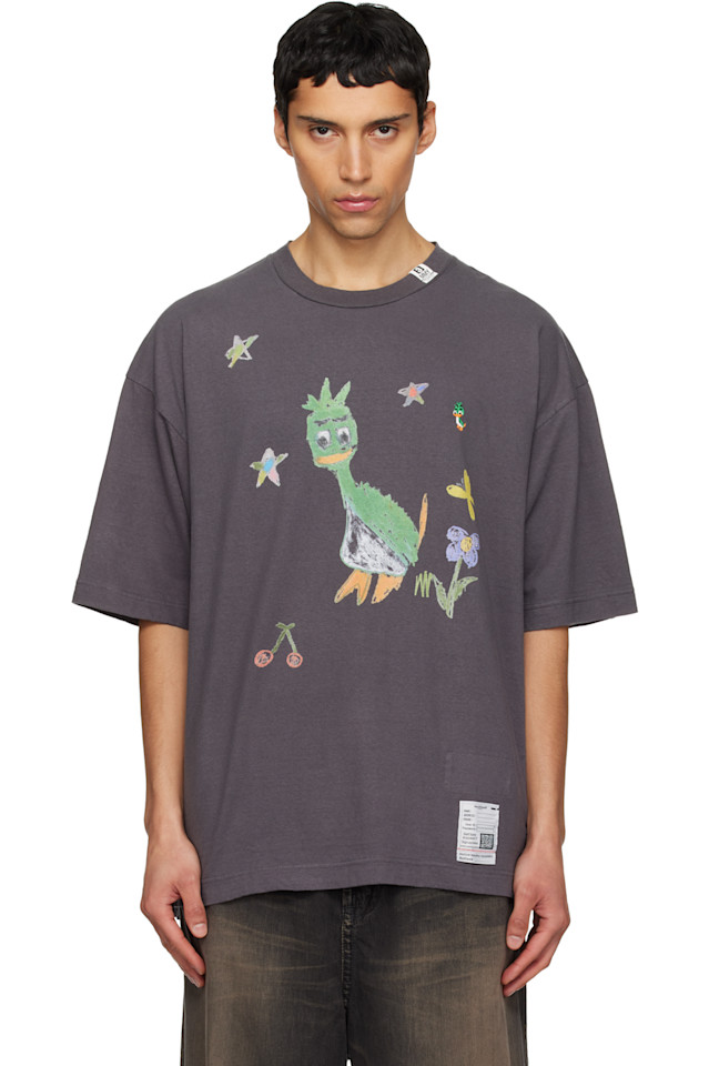 

Детская футболка с рисунком Леона Maison Mihara Yasuhiro, черный