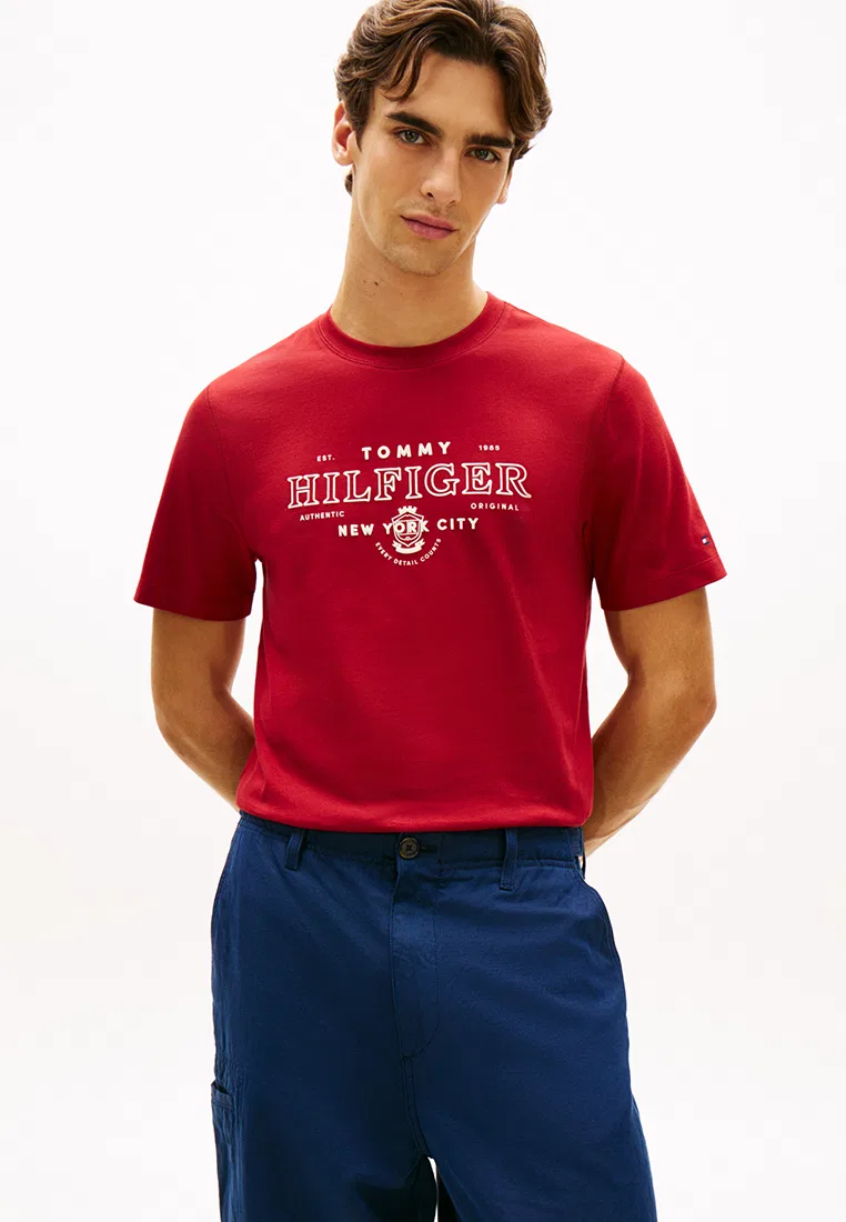 Футболка с логотипом, тяжелый хлопок, TH Mainline Tommy Hilfiger, красный