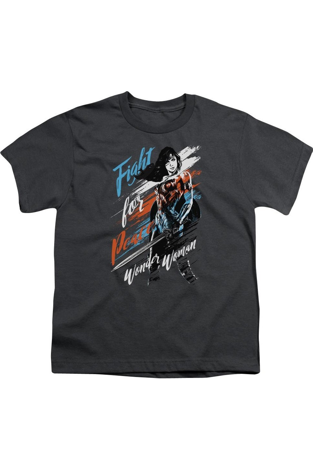 

Футболка с коротким рукавом для детей "Чудо-женщина: Битва за мир" Gildan, Charcoal