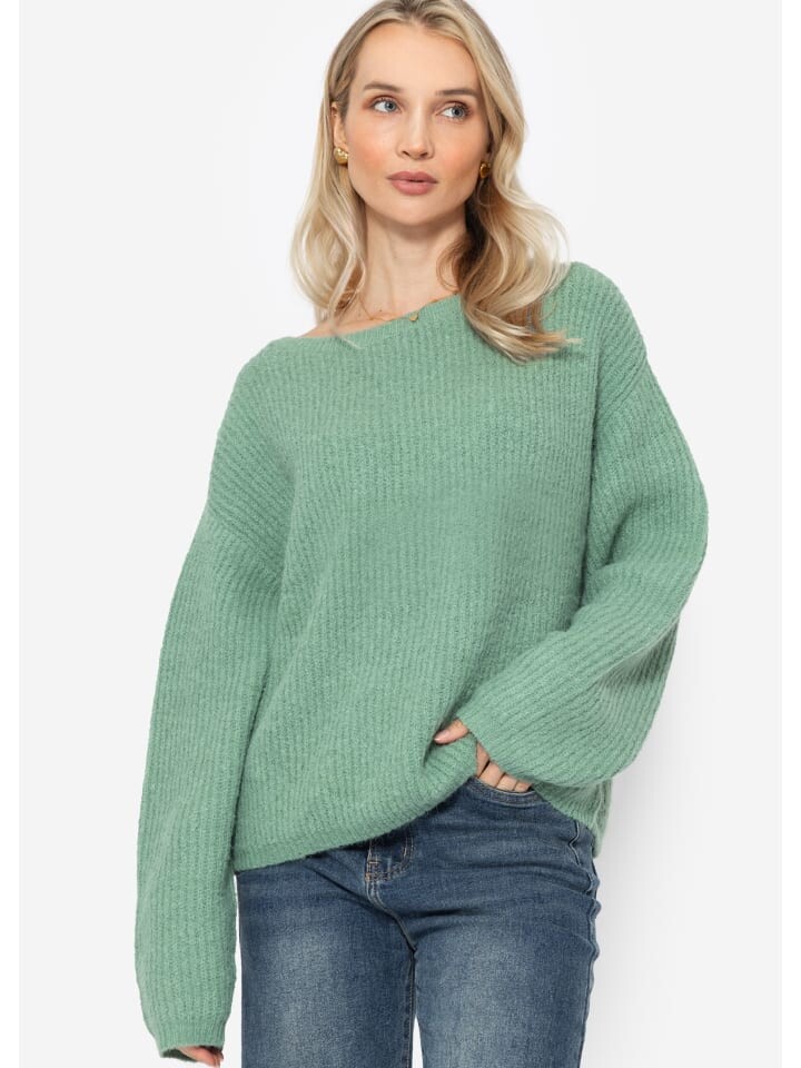 

Пуловер SASSYCLASSY Gerippter Pullover mit Rundhalsausschnitt, светло-зеленый