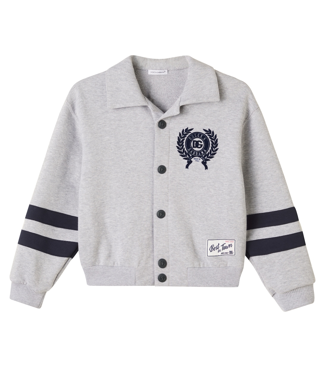 

Куртка университетская из хлопкового флиса DG Dolce&Gabbana Kids, Melange Grigi