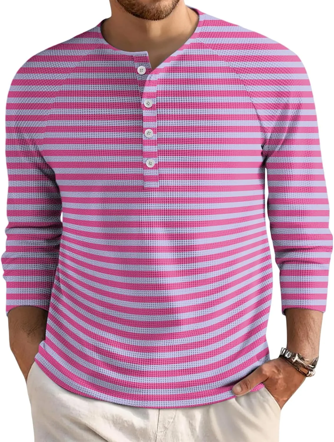 

Мужская футболка с длинным рукавом Casual Henley Button Top FQZWONG