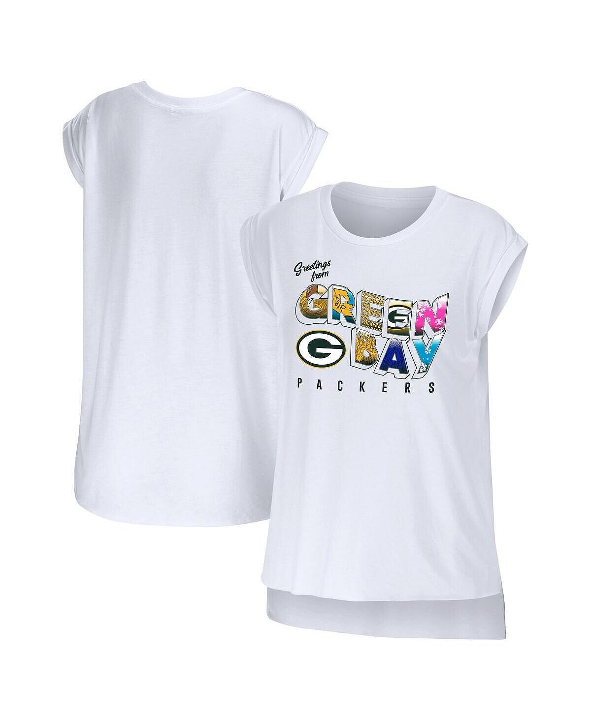 

Женская белая футболка Green Bay Packers Greeting From Muscle WEAR by Erin Andrews, белый