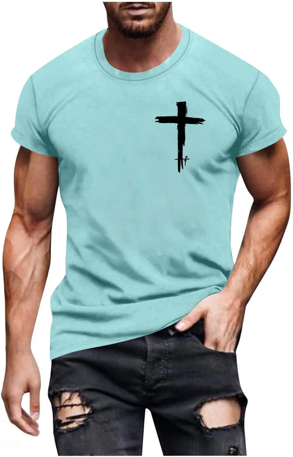 

Футболка мужская Jesus Cross Faith Vintage, летняя, с коротким рукавом