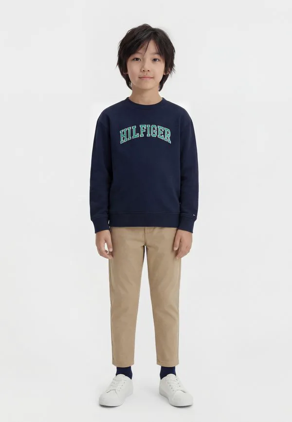 Толстовка с круглым вырезом и логотипом из махровой ткани Tommy Hilfiger, Dark Night Navy