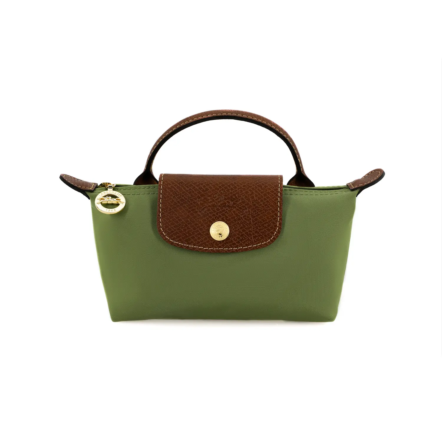 

LONGCHAMP Сумка Le Pliage Cow Leather Trim Dumpling Bag Regular женская дикая травяная зелень, Wild Grass Green