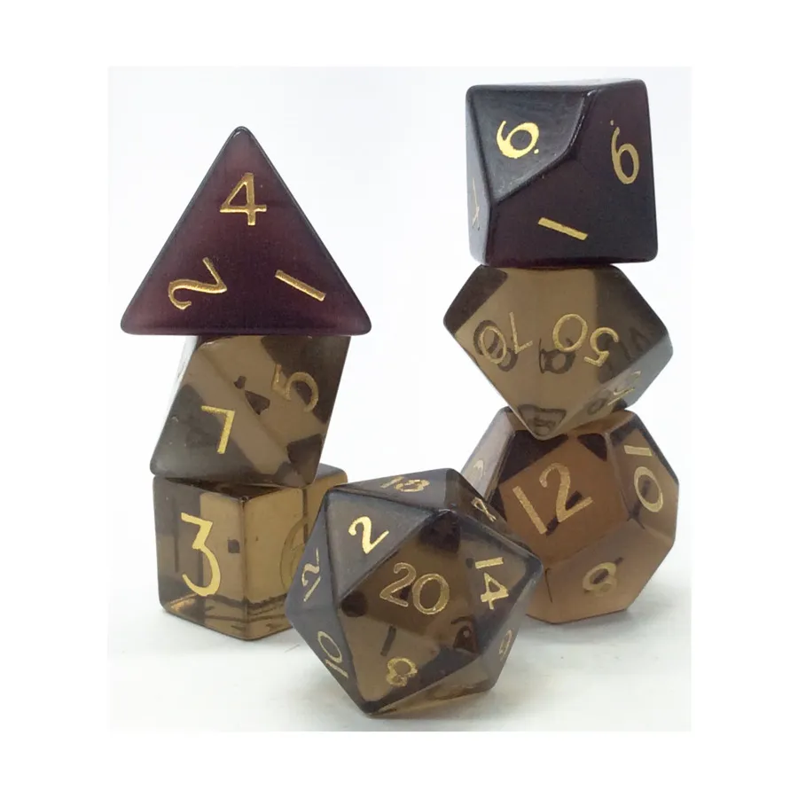 

Набор Poly — дымчатый кварц с золотом (7), Semi Precious Stone Dice (Level Up Dice)