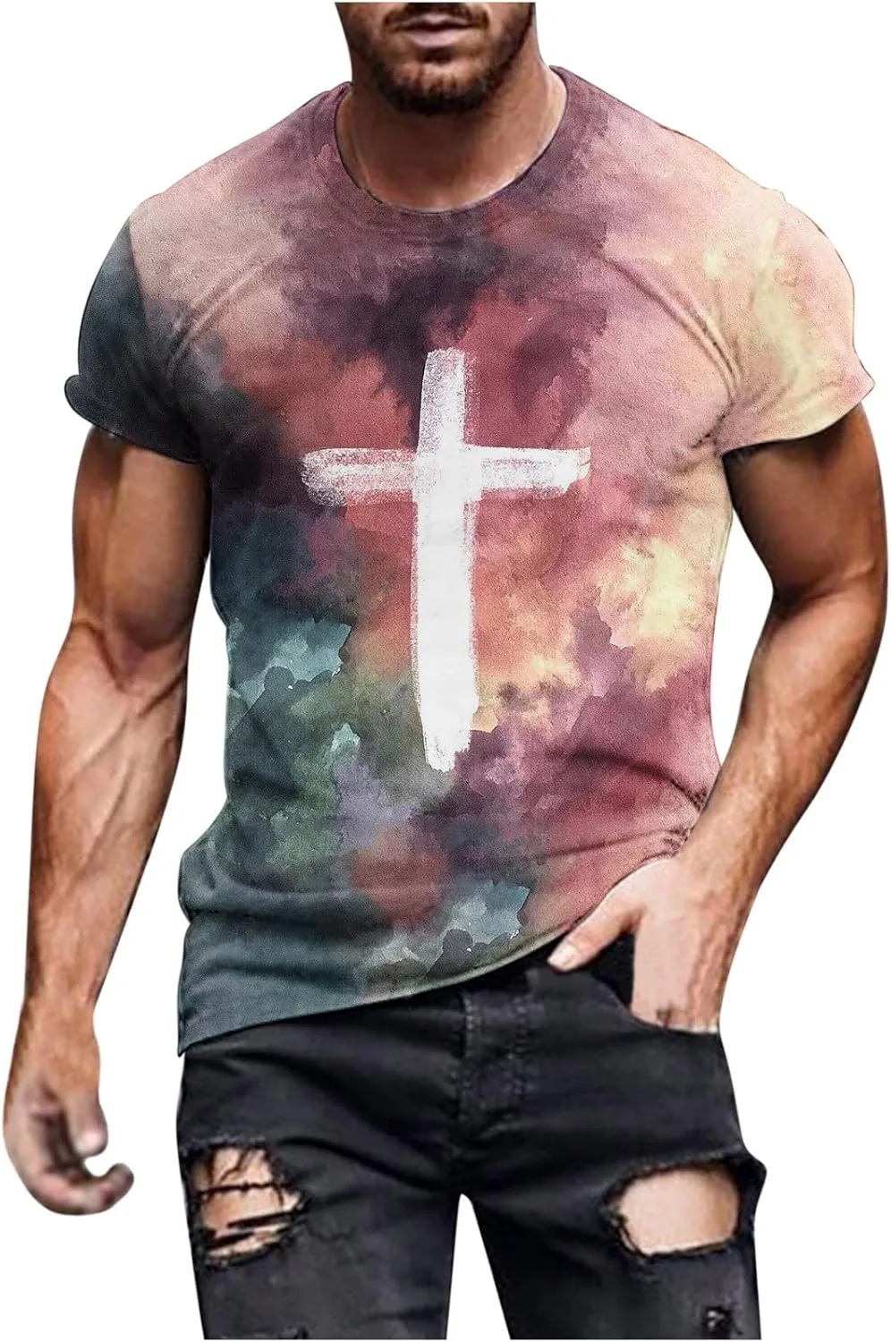 

Футболка с 3D принтом "Иисус на кресте" QUNPIU