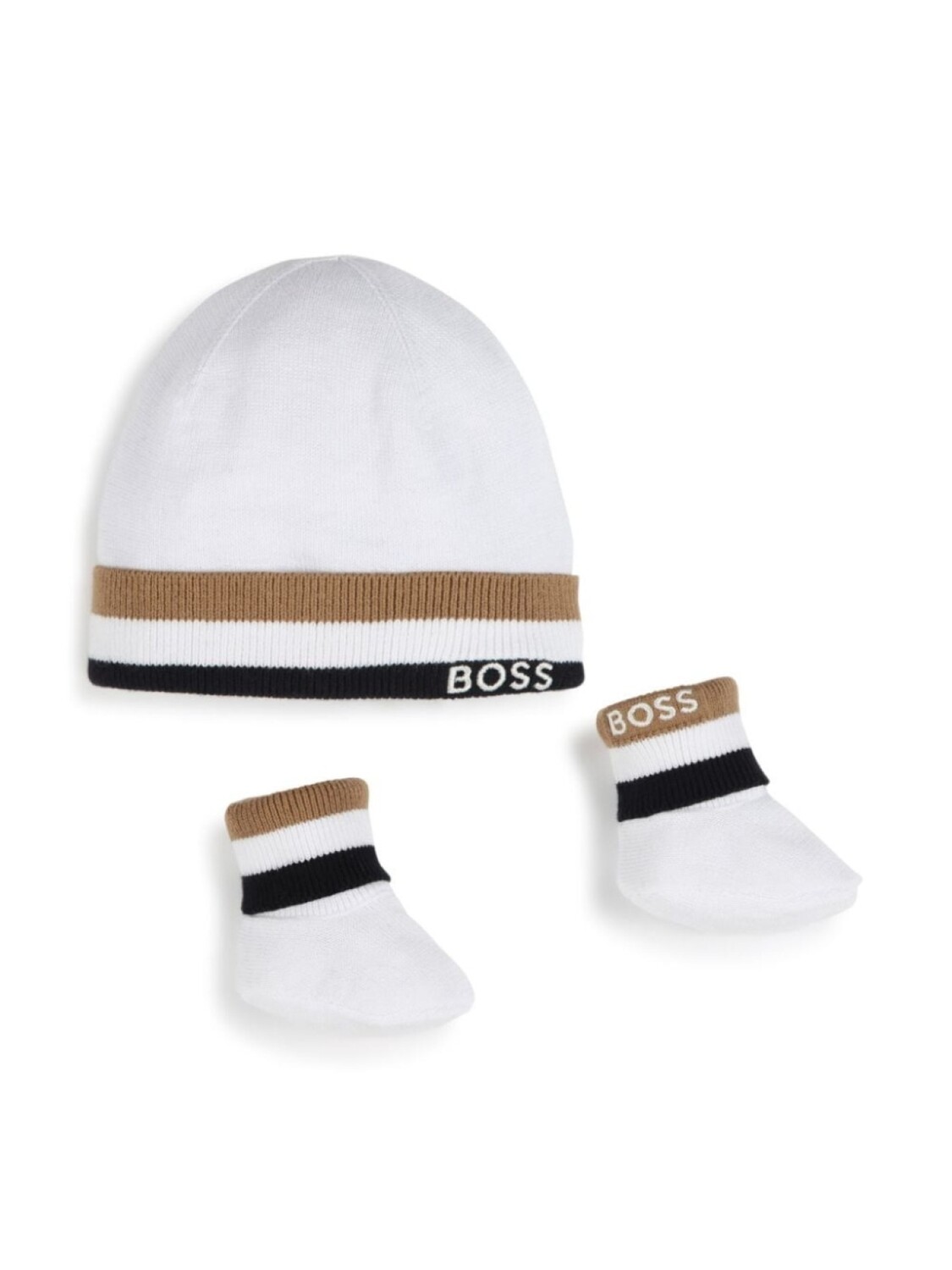 

BOSS Kidswear полосатая шапка бини тонкой вязки, белый