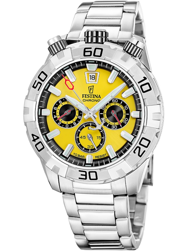 

Festina Мужские желтые часы Bullhead со стальным ремешком
