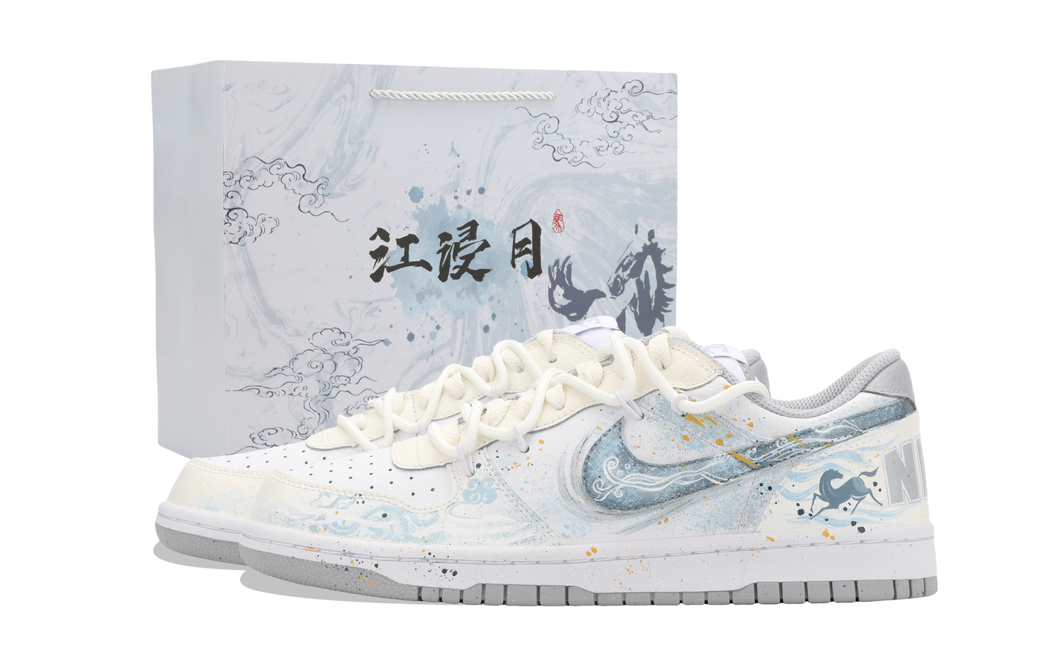 

Большие низкие скейтбордные кроссовки унисекс цвета платины, посвященные году Китайской Лошади (CNY) Износостойкие, противоскользящие Nike, светлый серый