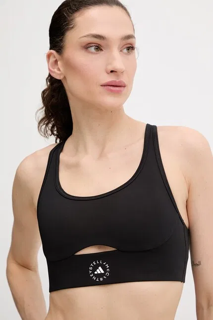 Спортивный бюстгальтер без застежки Adidas by Stella McCartney, черный — фото 4