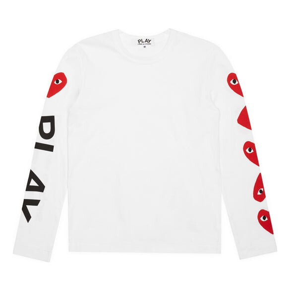 

Футболка 5 hearts long sleeves tee 'white' Comme Des Garcons Play, белый