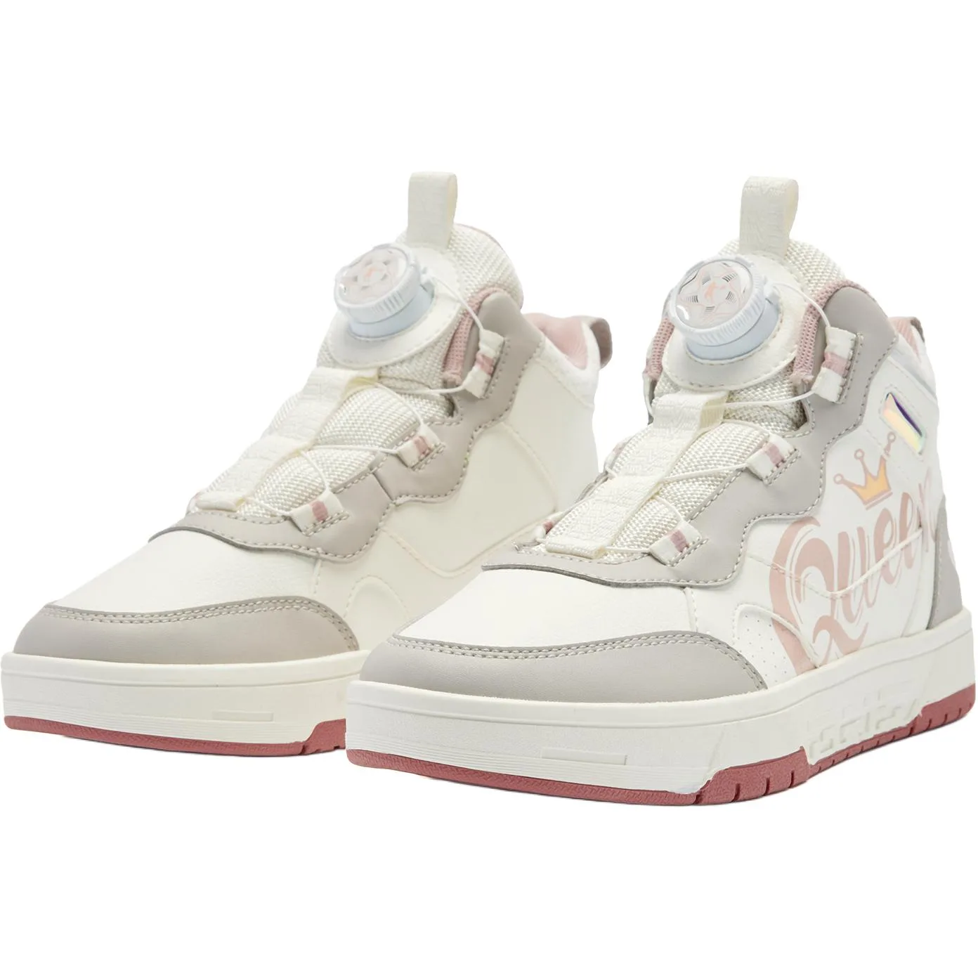 QIAODAN Abrasion Resistant High top детские скейтбординг кроссовки White Pink для подростков — фото 4