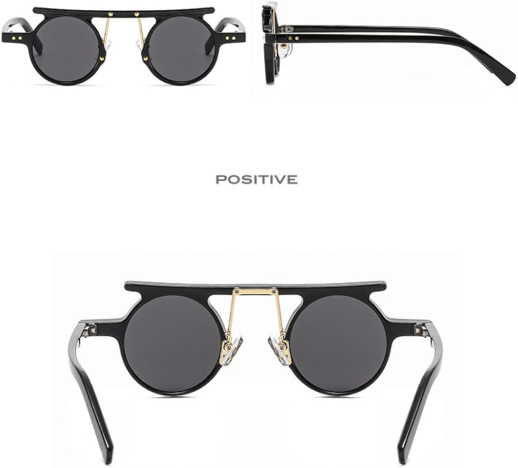 

Модные маленькие круглые солнцезащитные очки в стиле панк для женщин, ретро, ​​с прозрачными линзами с градиентом цвета "океан", защита от УФ-излучения UV400 UUPTTPL, Green Light Gray