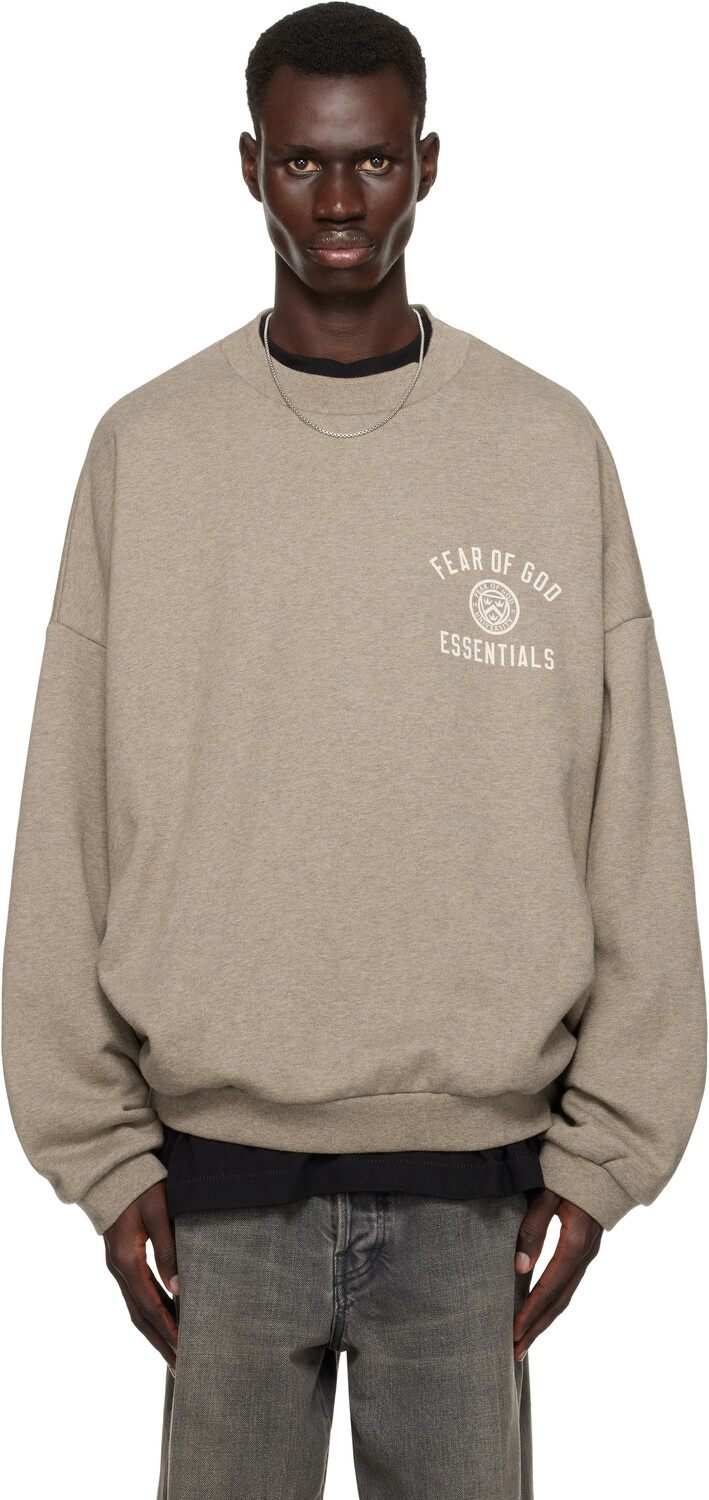 

Fear of God EENTIAL серая флисовая толстовка с круглым вырезом Fear of God ESSENTIALS, Heather gray