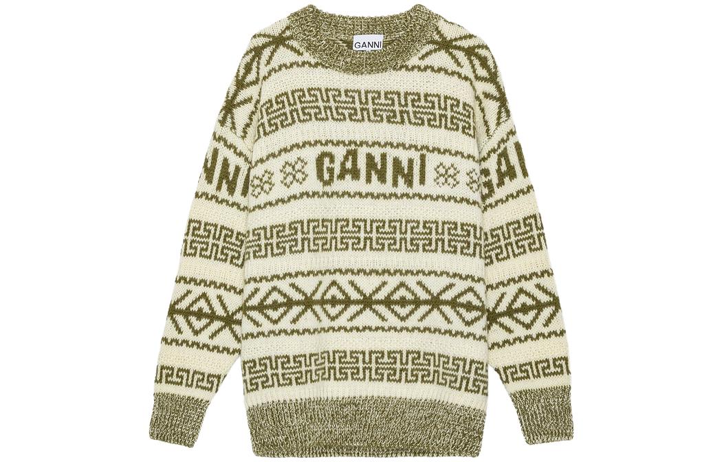 

GANNI Женский трикотажный свитер FW23, цвет авокадо-зеленый
