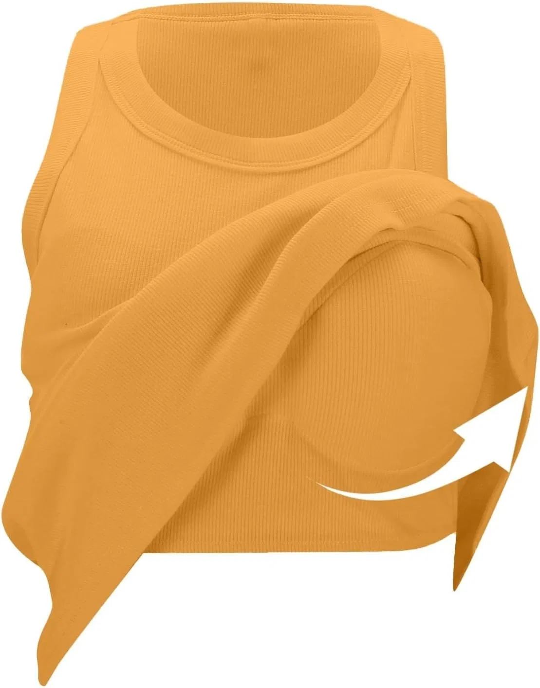 Топ с встроенным бюстгальтером Ribbed Knit Tank Tops, Yellow — фото 4