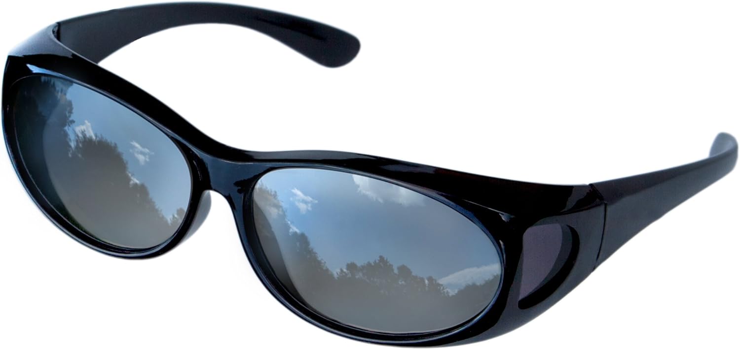 

Солнцезащитные очки LensCovers с поляризованными линзами и обтекаемой формой | Надеваются поверх солнцезащитных очков | Надеваются поверх обычных очков, Small Black and Reflective Lens