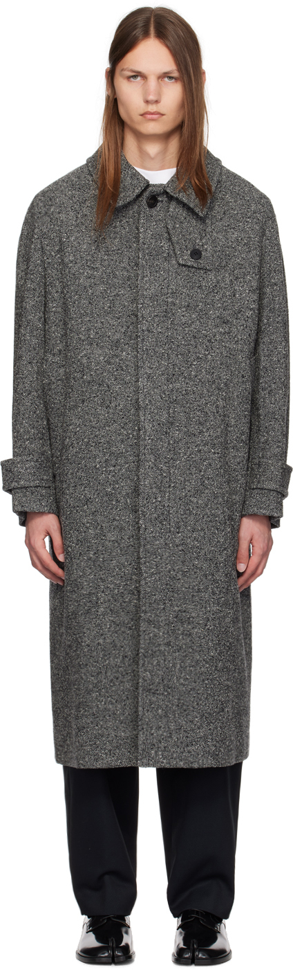 

Серое плакированное пальто Solid Homme