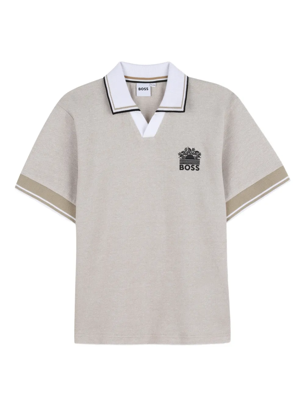 

Топ с V-образным вырезом и короткими рукавами Boss Kidswear, бежевый