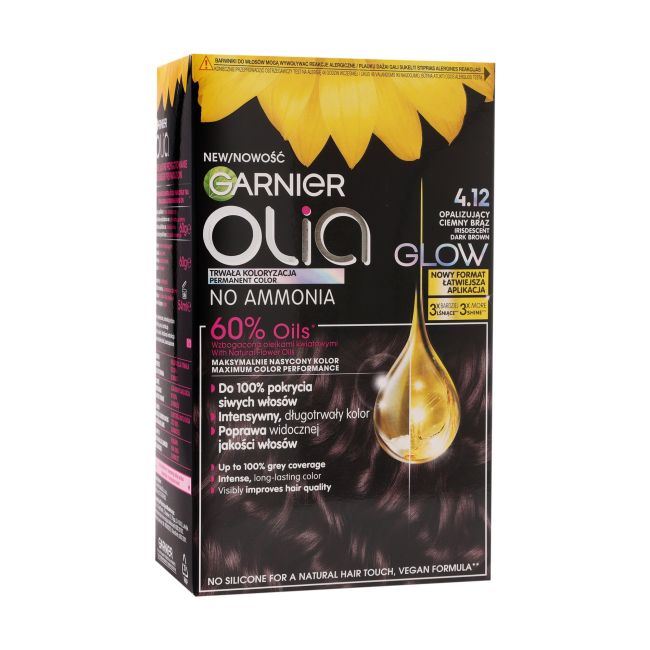 

Olia перманентная краска для волос без аммиака Garnier, цвет 4.12 dark brown