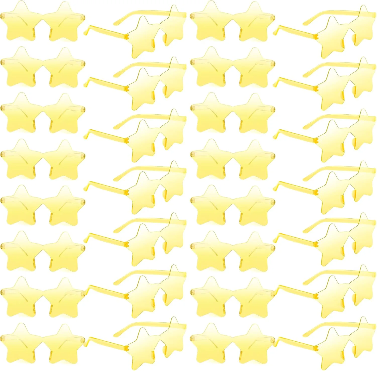 

Набор из 10/20/30/40 солнцезащитных очков в форме звезды, прозрачные, без оправы, с пентаграммой, оптом, для вечеринок, для женщин (20 штук, желтые) BOUBONI, Yellow