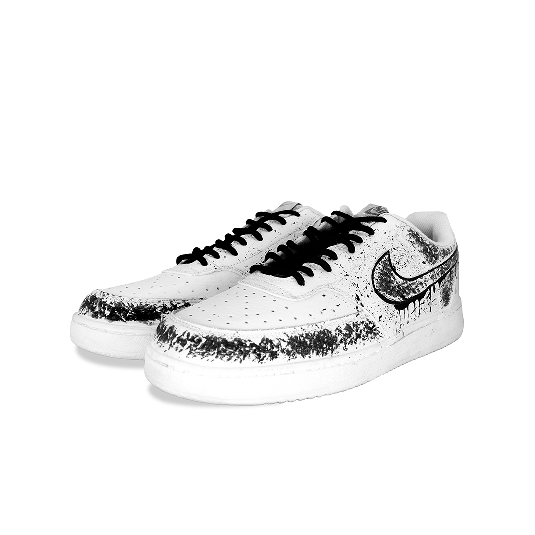 Nike Кроссовки Court Vision Mist, модные и универсальные, удобные низкие скейтерские мужские бело-черные, цвет White — фото 3