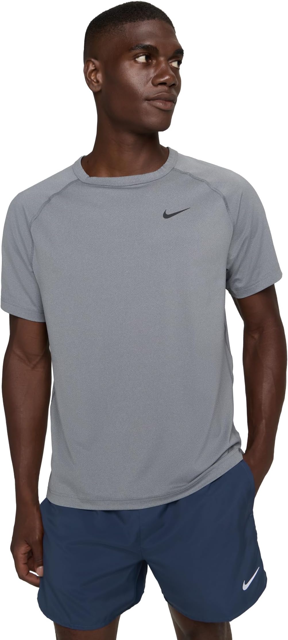

Топ Nike Ready Dri-FIT Short Sleeve Fitness Top, цвет Smoke Grey/Heather/Black