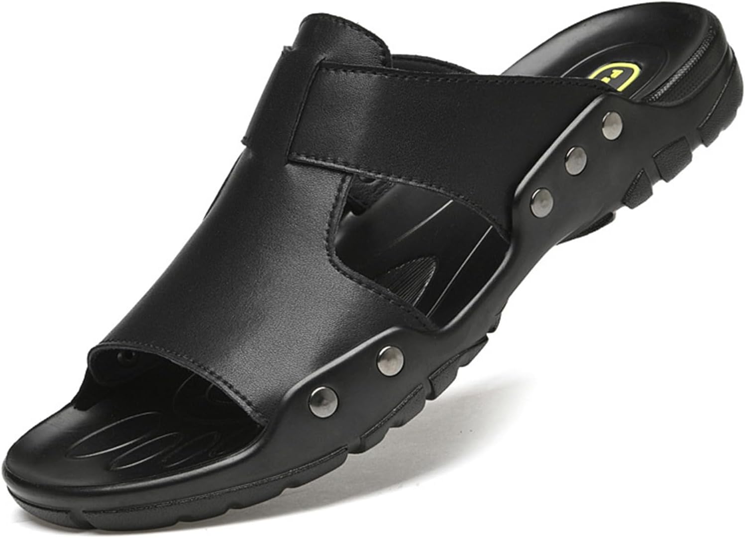 

Мужские модные кожаные сандалии на платформе для улицы и пляжа, удобные с открытым носком «рыбка», мягкая подошва, летние шлепанцы на палец, сандалии для прогулок, повседневные нескользящие плоские шлепанцы для бизнеса и отдыха Xoekd, черный