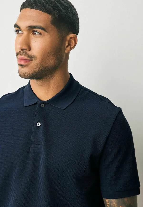 Текстурированная элегантная рубашка поло Next, Navy Blue — фото 4
