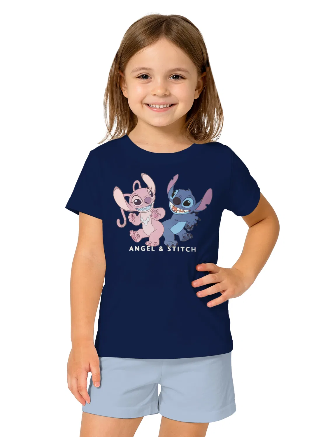 Пижама детская с принтом Angel & Stitch, Lilo & Stitch, синий