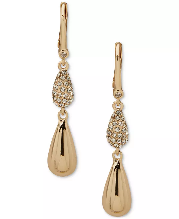 

Двойные серьги-капли в форме груши с паве Dkny, white