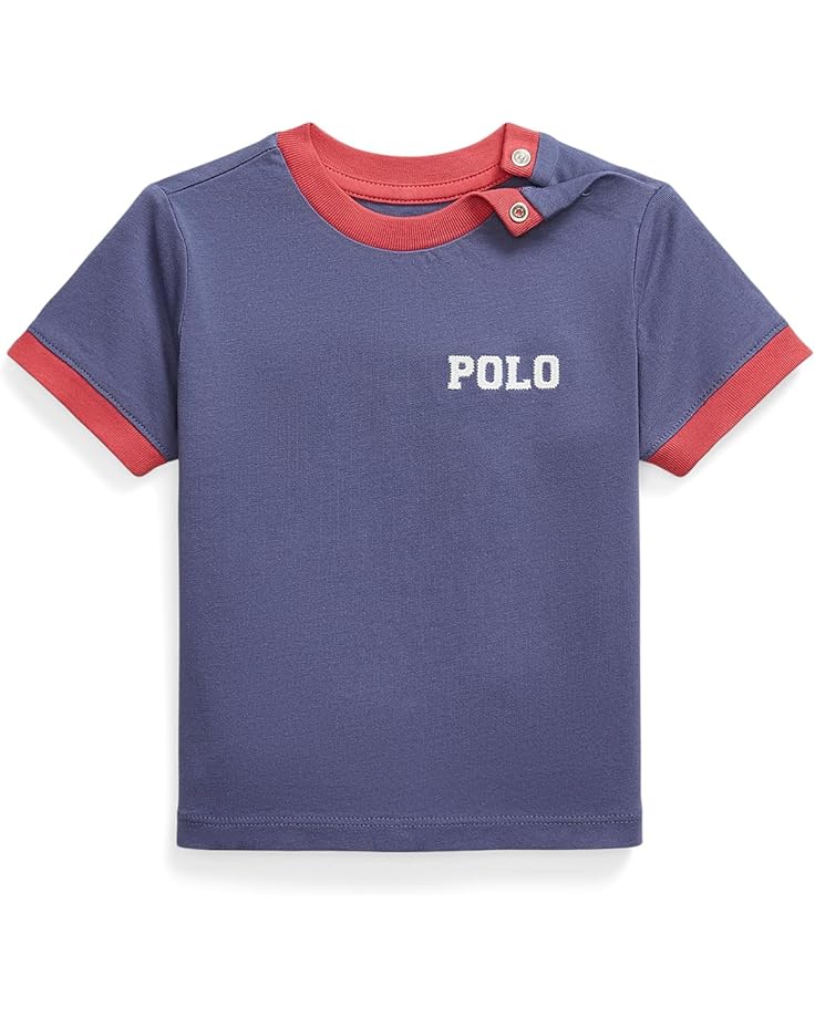 

Футболка Polo Ralph Lauren Kids Logo Cotton Jersey Ringer Tee, цвет Classic Blue