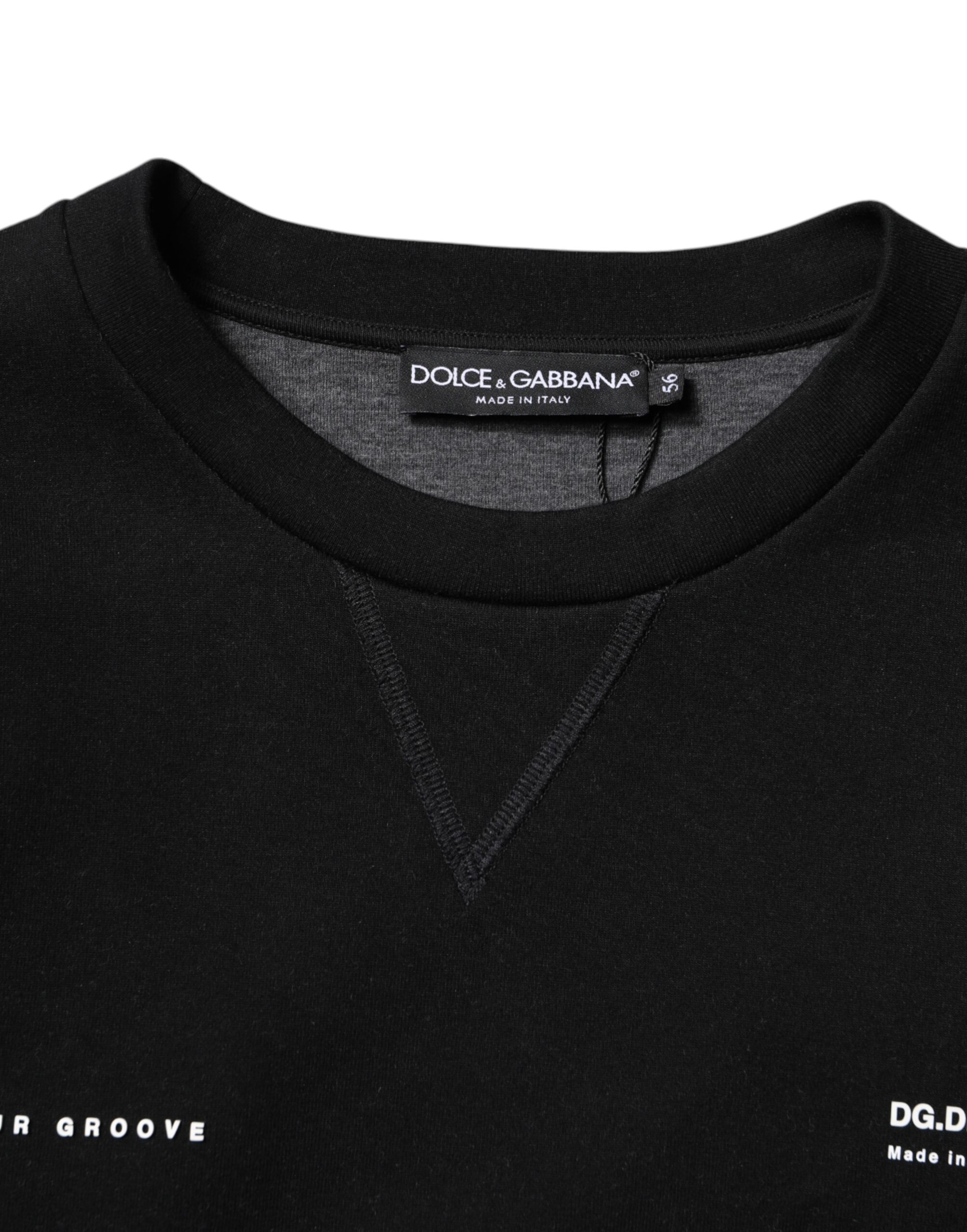 Черный хлопковый вязаный свитер с логотипом Dolce & Gabbana, Black — фото 3